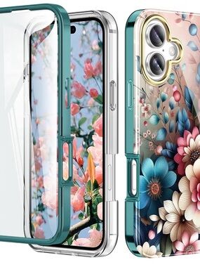 Turquaise Flower iPhone 16 6.1” Protective Case
